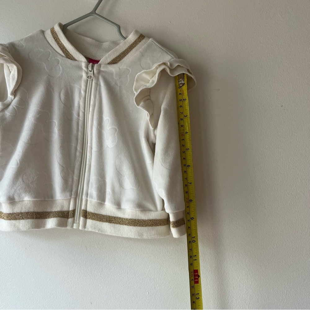 Disney Baby Minnie Mouse Zip-Up Jacket 18M – White Ruffle Sleeve Bomber Style - Picture 9 of 9